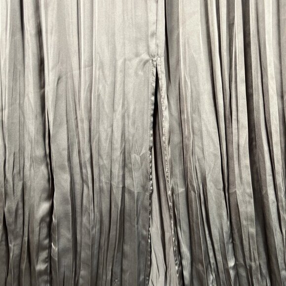 Zara Accordian Pleated Midi Skirt Womens XS Bronze Flowy Elastic Waist Shimmer - Picture 2 of 11